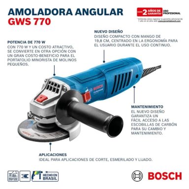 ESMERIL ANG BOSCH 4 1/2 GWS 770 220V M14 0601398N - 4