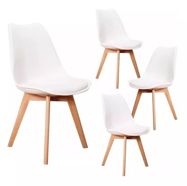 SILLA COMEDOR HABITA2 TULIP BLANCO PACK 4 ASIENTO ACOLCHADO - 1