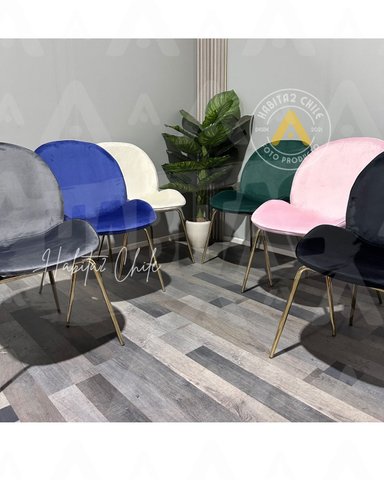 PACK 4 SILLAS PARA COMEDOR BERLIN TERCIOPELO FELPA PATAS DORADAS - ROSA - 4