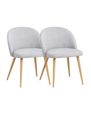 PACK 2 SILLA SITIAL TELA LINO NORDIC GRIS PATAS METÁLICAS COLOR MADERA GRIS - 1