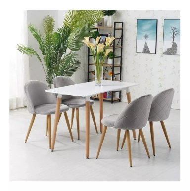 PACK 2 SILLA SITIAL TELA LINO NORDIC GRIS PATAS METÁLICAS COLOR MADERA GRIS - 4