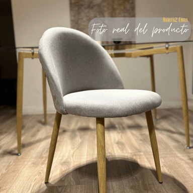 PACK 2 SILLA SITIAL TELA LINO NORDIC GRIS PATAS METÁLICAS COLOR MADERA GRIS - 6