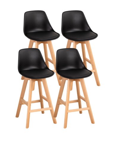 PACK 4 TABURETE DE MADERA TERRY ACOLCHADO 61 CM - NEGRO - 1