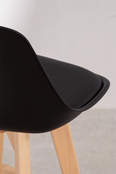 PACK 4 TABURETE DE MADERA TERRY ACOLCHADO 61 CM - NEGRO - 3