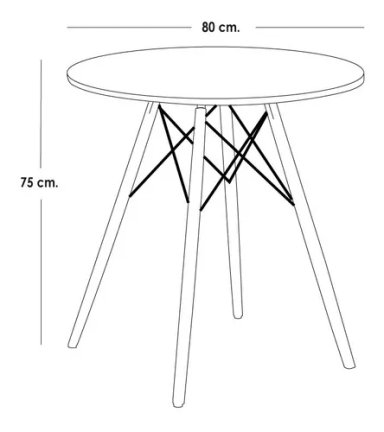 MESA EAMES REDONDA 80 CM NEGRO - 4