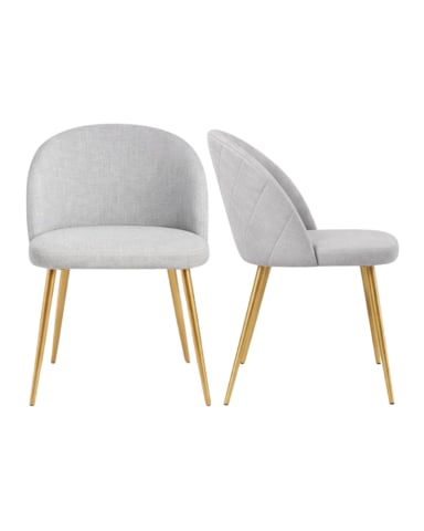 PACK HABITA2 LINO GRIS 2 SILLA SITIAL TELA NORDIC PATAS METÁLICAS DORADAS - 1