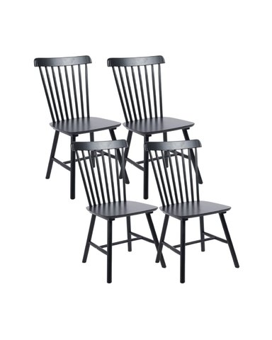 PACK 4 SILLA DE COMEDOR WINDSOR DE MADERA - NEGRO - 1
