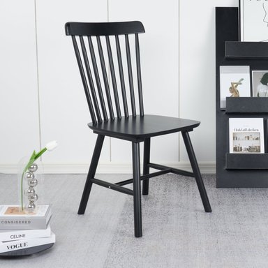 PACK 4 SILLA DE COMEDOR WINDSOR DE MADERA - NEGRO - 2