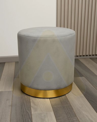 PUFF OLIVIA DE TERCIOPELO POUF PARA LIVING ELEGANTE - GRIS - 1