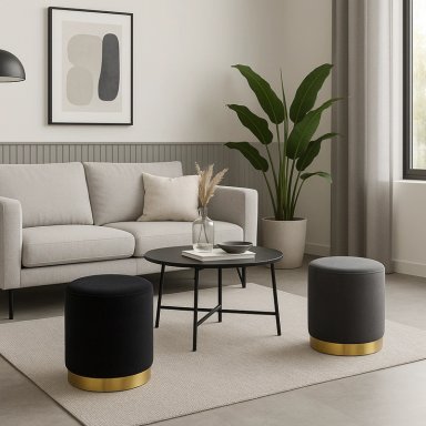 PUFF OLIVIA DE TERCIOPELO POUF PARA LIVING ELEGANTE - GRIS - 2