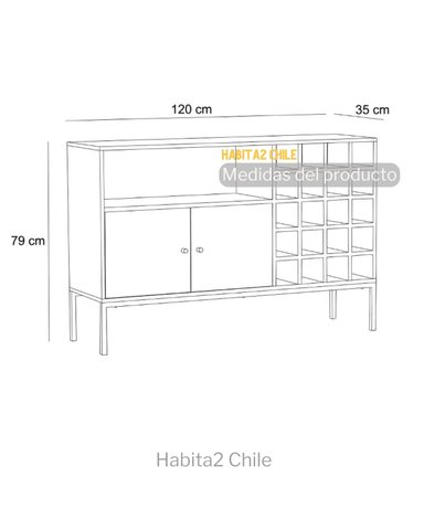 BAR BOTELLERO RACK AZUKI MULTI ESPACIOS - 120 CM - 3