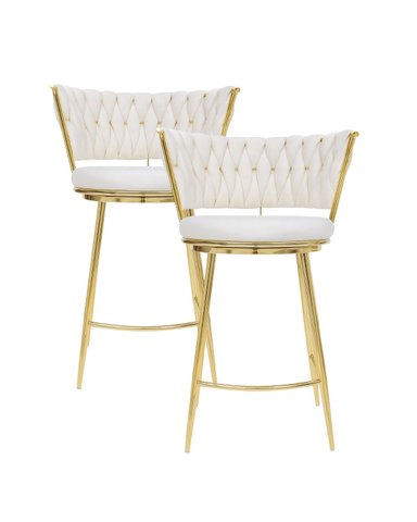 PACK 2 SILLA DE BAR QUEEN 66CM FIJO - BLANC/CRUDO - 1