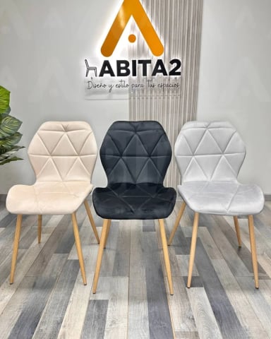 SILLA AVIADOR PATAS SIMIL MADERA TAPIZ FELPA - 3