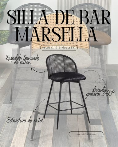 PACK 4 SILLAS DE BAR GIRATORIA DE RATAN MARSELLA - 5