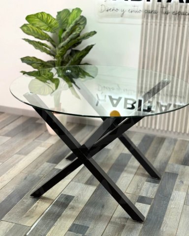 MESA DE VIDRIO REDONDA X BLACK 120 CM - 2
