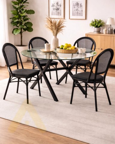 MESA DE VIDRIO REDONDA X BLACK 120 CM - 5