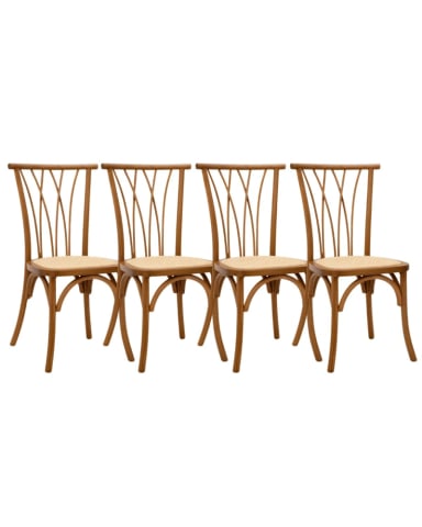 PACK 4 SILLA AMELIA DE MADERA Y RATTAN VINTAGE - 1
