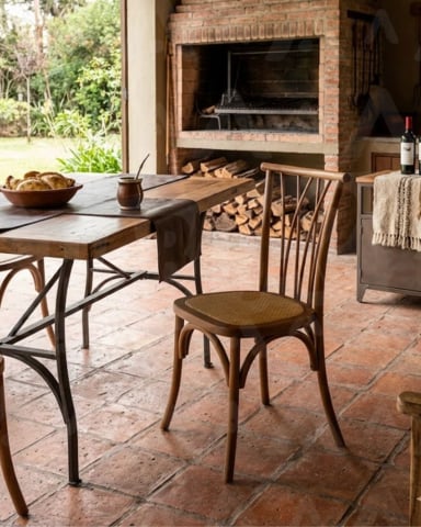 PACK 4 SILLA AMELIA DE MADERA Y RATTAN VINTAGE - 2