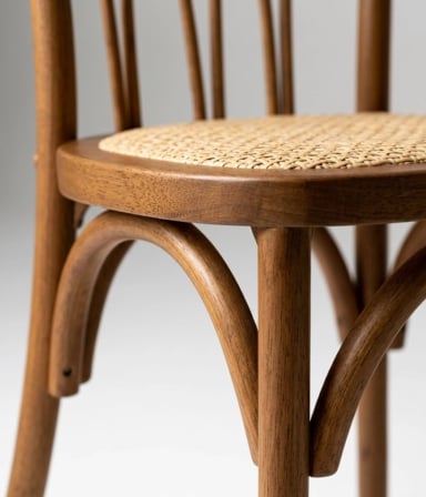PACK 4 SILLA AMELIA DE MADERA Y RATTAN VINTAGE - 3