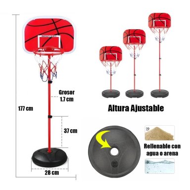 ARO DE BASQUET BALONCESTO PORTATIL PARA NIÑOS AJUSTABLE - 4