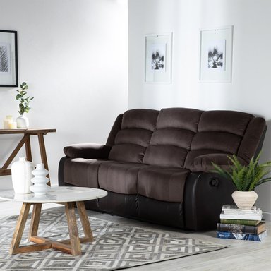 SILLON VYS SPA JOSEFA 3 CUERPOS CAFE CLARO RECLINABLE CON POSA VASOS - 2