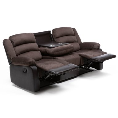 SILLON VYS SPA JOSEFA 3 CUERPOS CAFE CLARO RECLINABLE CON POSA VASOS - 5