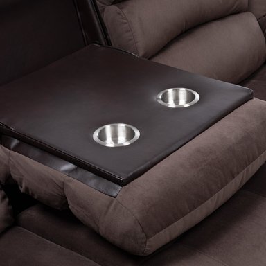 SILLON VYS SPA JOSEFA 3 CUERPOS CAFE CLARO RECLINABLE CON POSA VASOS - 7