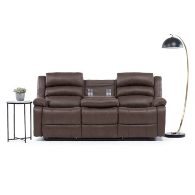 SOFA RECLINABLE SANTI BROWN 3 CUERPOS CON POSAVASOS - 1