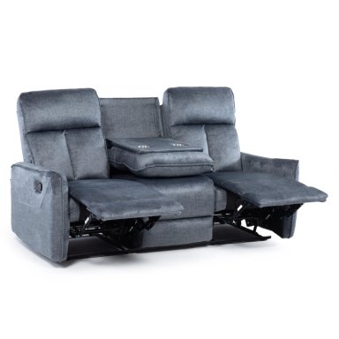 SILLON RECLINABLE VELVET GREY MONACO CON POSAVASOS - 3