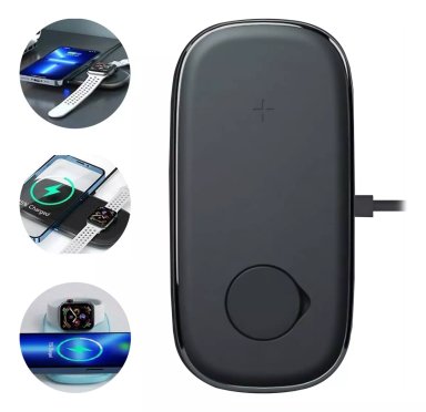 CARGADOR PARA IPHONE INALAMBRICO CARGA RAPIDA 15W MAGSAFE COLOR NEGRO - 1