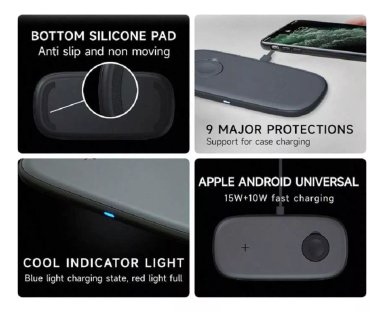 CARGADOR PARA IPHONE INALAMBRICO CARGA RAPIDA 15W MAGSAFE COLOR NEGRO - 2