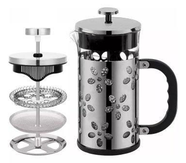 PRENSA FRANCESA DE VIDRIO Y METAL NEGRO CAFETERA 1 LITRO - 1