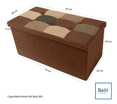 PUFF BAUL PLEGABLE ORGANIZADOR 76X38 TELA MIX COLORES - 2