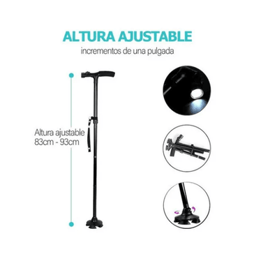 BASTÓN ORTOPÉDICO PLEGABLE CON POTENTE LUZ LED - 2