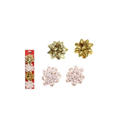 LAZO DE REGALO NAVIDEÑO DORADO ESTAMPADO - 2