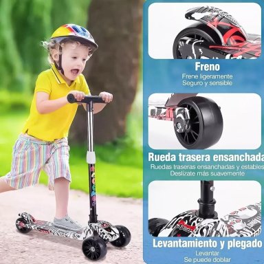 MONOPATIN SCOOTER 3 RUEDAS CON LUZ LED COLORES NIÑOS BL-04 - 4