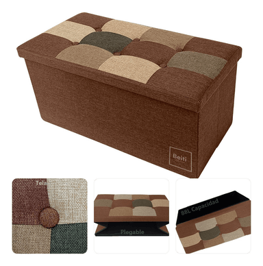 PUFF BAUL PLEGABLE ORGANIZADOR 76X38 TELA MIX COLORES - 1