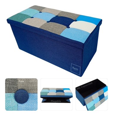 PUFF BAUL PLEGABLE ORGANIZADOR 76X38 TELA MIX COLORES - 4
