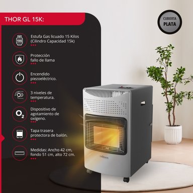 ESTUFA GAS 15L THOR GL 15K PLATEADA - 4