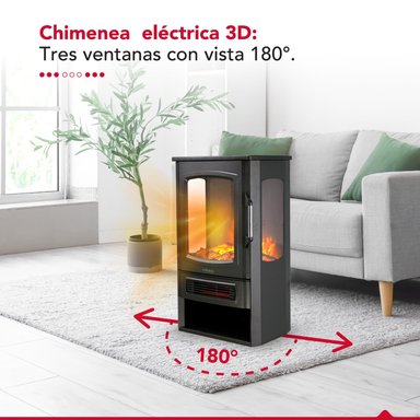 Chimenea Electrica 2 Potencias 2000W Thor FirePlace 3D Plus Negro hasta 60 m2 - 4
