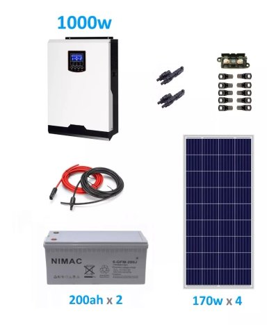 KIT SOLAR FOTOVOLTAICO 1000W HÍBRIDO AMPLIADO - 1