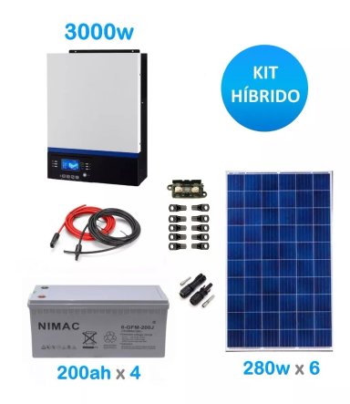 KIT SOLAR FOTOVOLTAICO 3000W HÍBRIDO BASE ALTO CONSUMO - 1