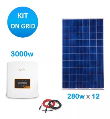 KIT SOLAR FOTOVOLTAICO 3000W ON GRID PANELES SOLARES - 1