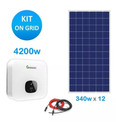 KIT SOLAR FOTOVOLTAICO 4000W ON GRID PANELES SOLARES - 1