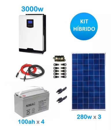 KIT SOLAR FOTOVOLTAICO 3000W HÍBRIDO MEDIO - 1