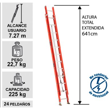 ESCALERA DIELE CTRICA TELESCOPICA FIBRA VIDRIO 24P 225KG - 2