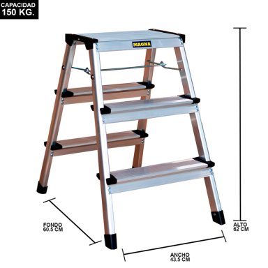 PISO ESCALERA PLEGABLE 3 PELDAÑOS LIVIANO 150KGS - 4
