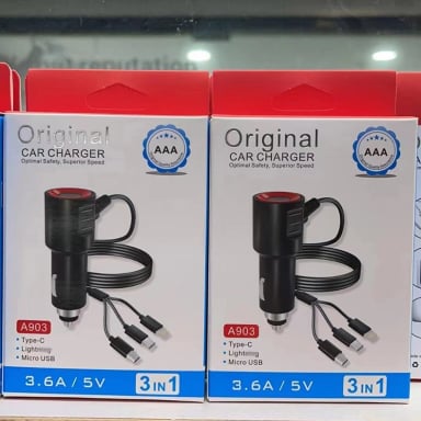 CARGADOR DE CELULAR AUTO CARGA RÁPIDA 1 USB 3.1 A CABLE 3 SALIDAS MICRO USB SAMSUNG TIPO C - 6