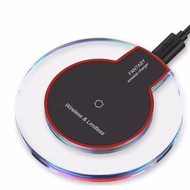 CARGADOR DE CELULAR INALÁMBRICO 1A 10W SMARTPHONE ANDROID PARA IPHONE PARED CASA REDONDO (NEGRO) - 1