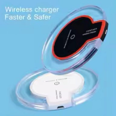 CARGADOR DE CELULAR INALÁMBRICO 1A 10W SMARTPHONE ANDROID PARA IPHONE PARED CASA REDONDO (NEGRO) - 2